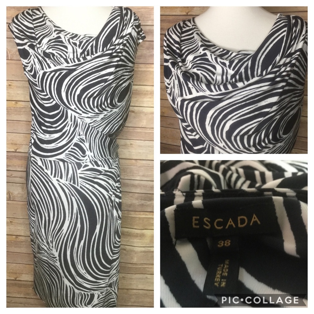 Escada black/white dress sleeveless SZ 10